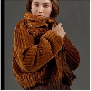 BDG Isla Funnel-Neck Corduroy Jacket XS Brown